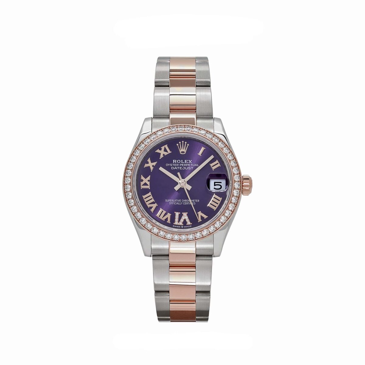 Rolex Datejust 278381RBR 'Ladies' Stainless Steel Rose Gold Aubergine Purple Dial Diamond Bezel Oyster (2022)