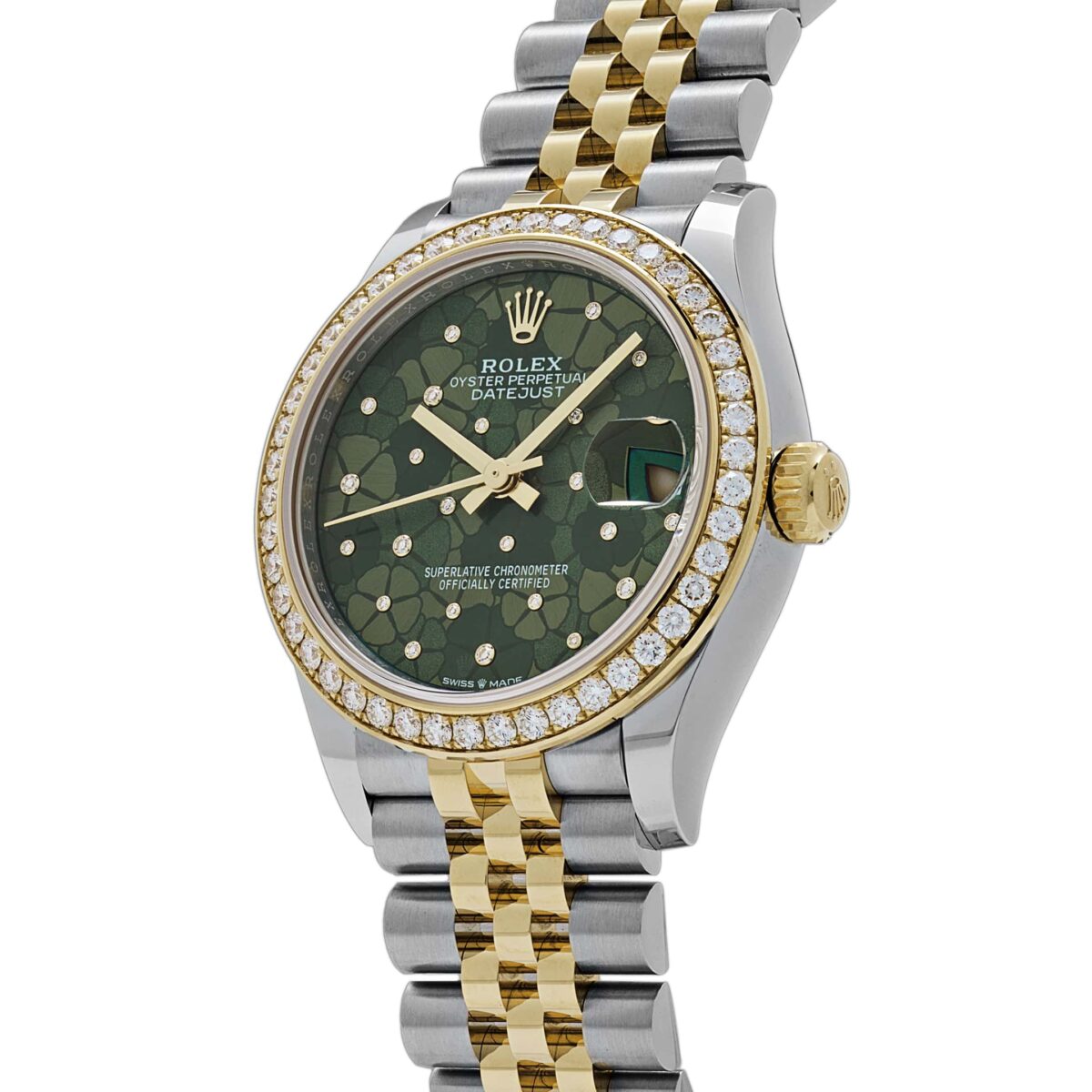 Rolex Datejust 278383RBR Two-Toned Yellow Gold Stainless Steel Green Flower Dial - Image 3