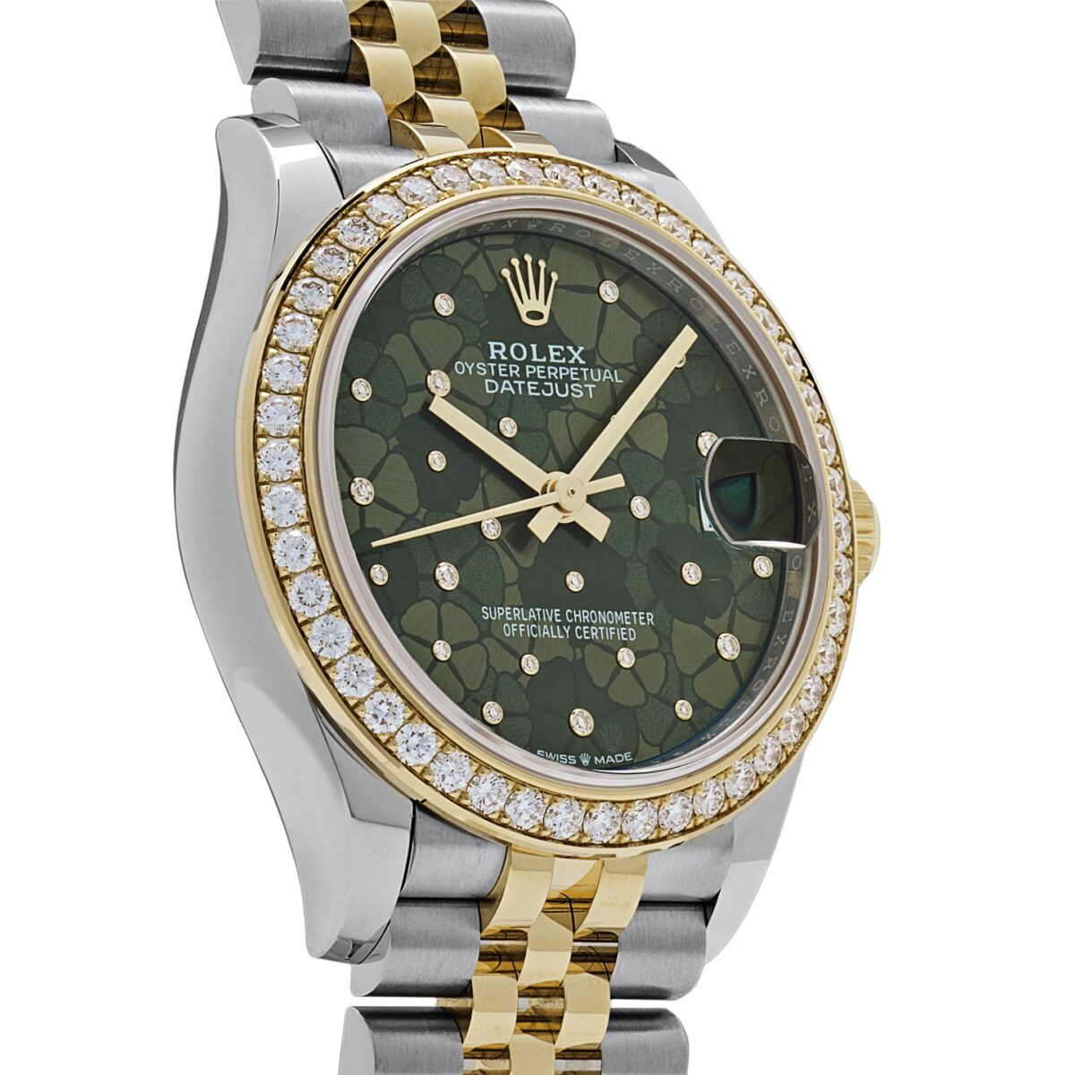 Rolex Datejust 278383RBR Two-Toned Yellow Gold Stainless Steel Green Flower Dial - Image 4