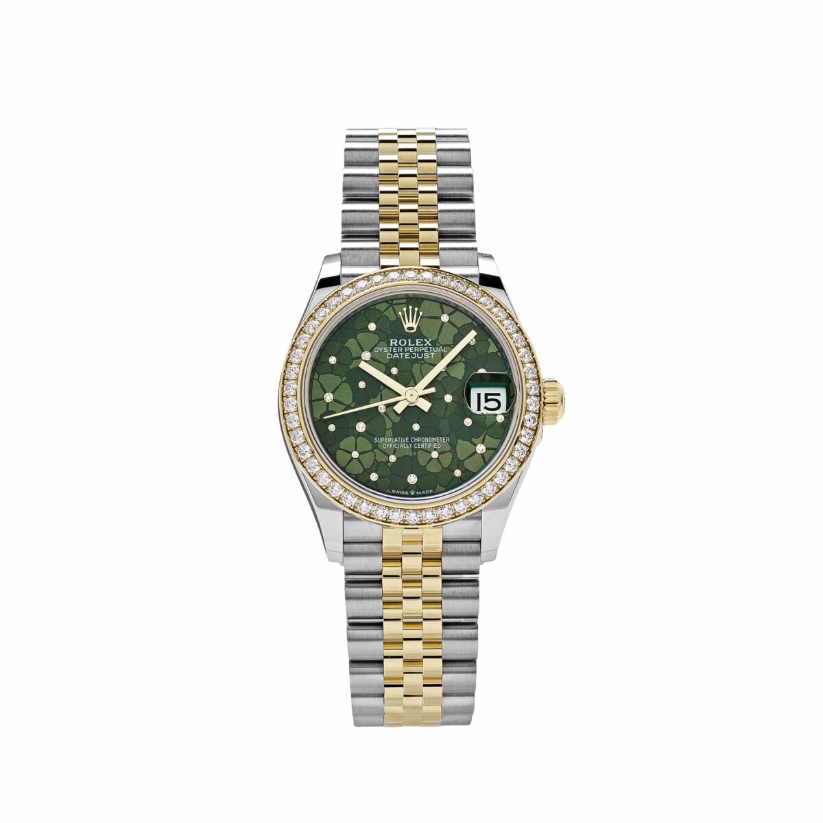 Rolex Datejust 278383RBR Two-Toned Yellow Gold Stainless Steel Green Flower Dial