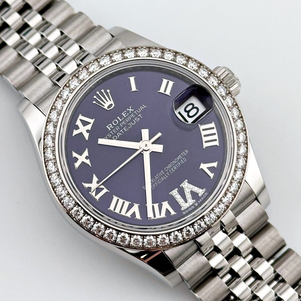 Rolex Datejust 278384RBR Stainless Steel Diamond Bezel Violet Roman Dial Jubilee - Image 2