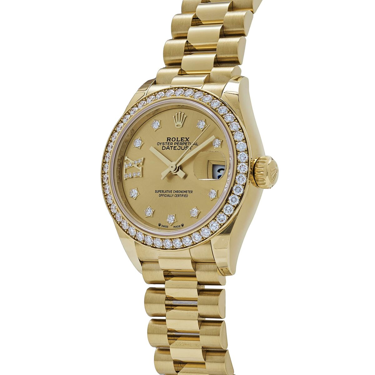 Rolex Datejust 279138RBR Yellow Gold Champagne Diamond Dial President (2022) - Image 3