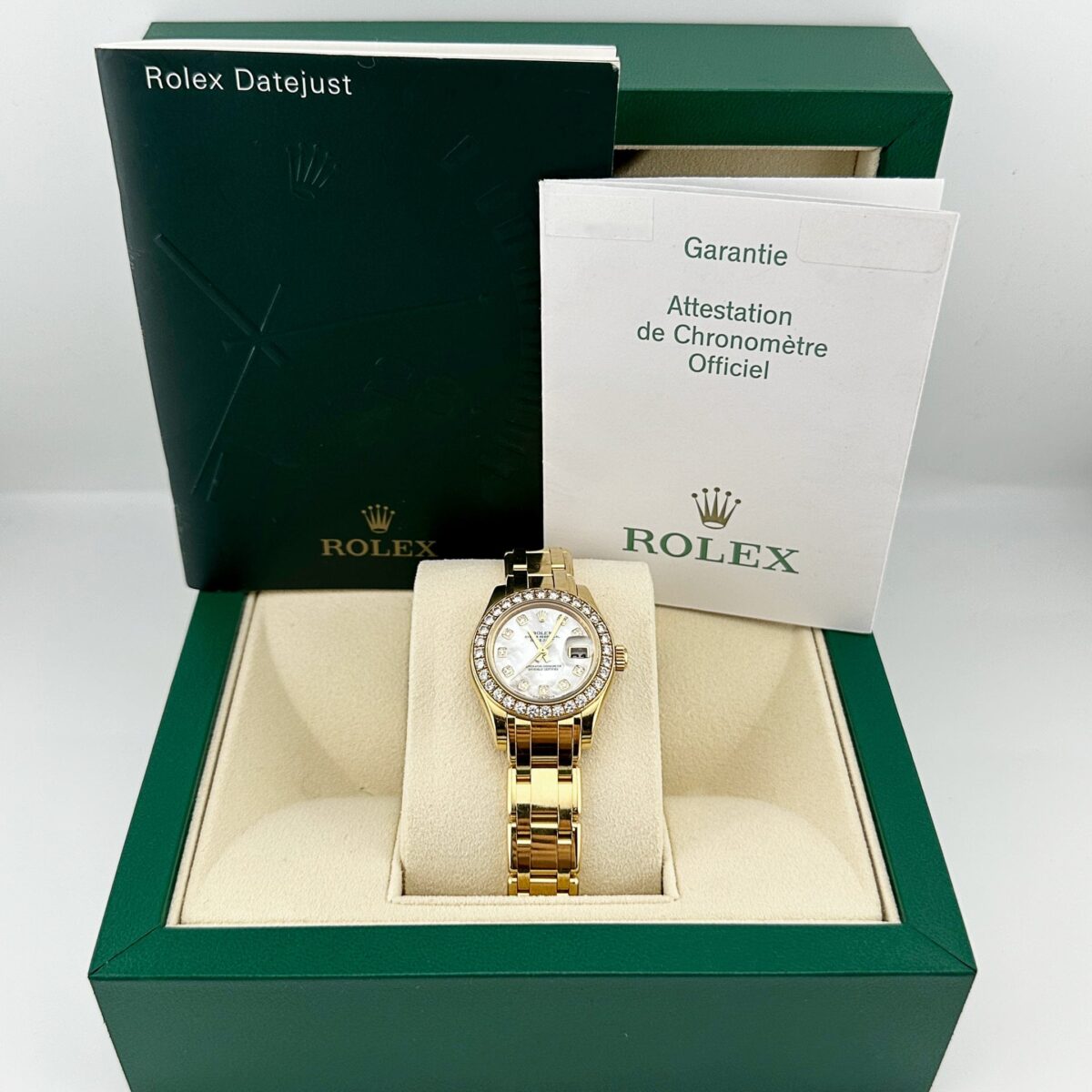 Rolex Datejust Pearlmaster 80298 Yellow Gold Mother of Pearl Diamond Dial (2007) - Image 12