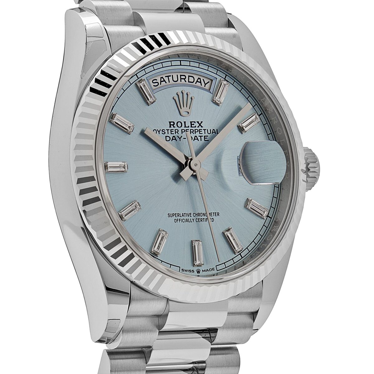 Rolex Day-Date 128236 Platinum Ice Blue Baguette Dial - Image 4