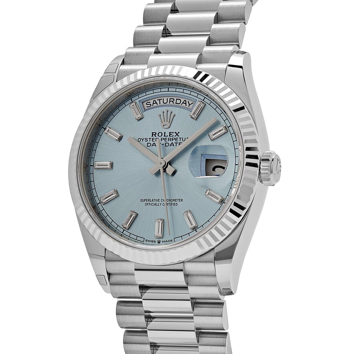 Rolex Day-Date 128236 Platinum Ice Blue Baguette Dial - Image 3