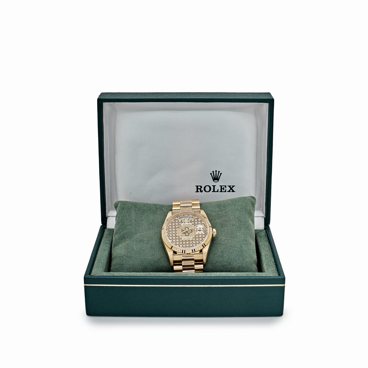 Rolex Day-Date 18238 Yellow Gold Skeleton Pavè Diamond Dial - Image 7