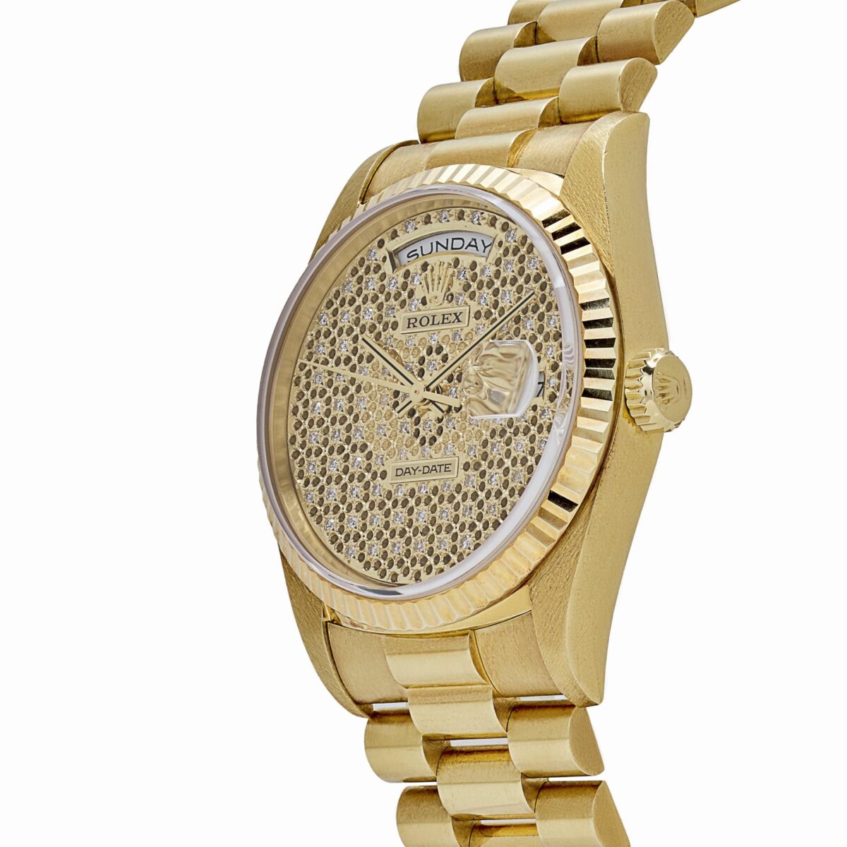 Rolex Day-Date 18238 Yellow Gold Skeleton Pavè Diamond Dial - Image 5