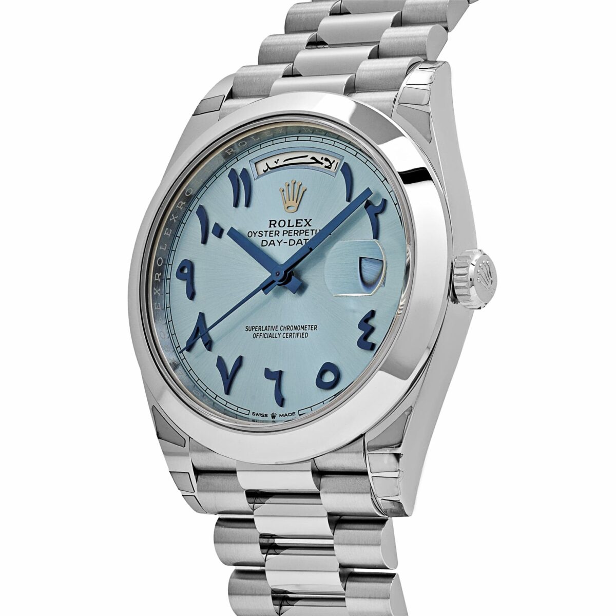 Rolex Day-Date 228206  Platinum Ice Blue Arabic Dial Smooth Dial (2023) - Image 3