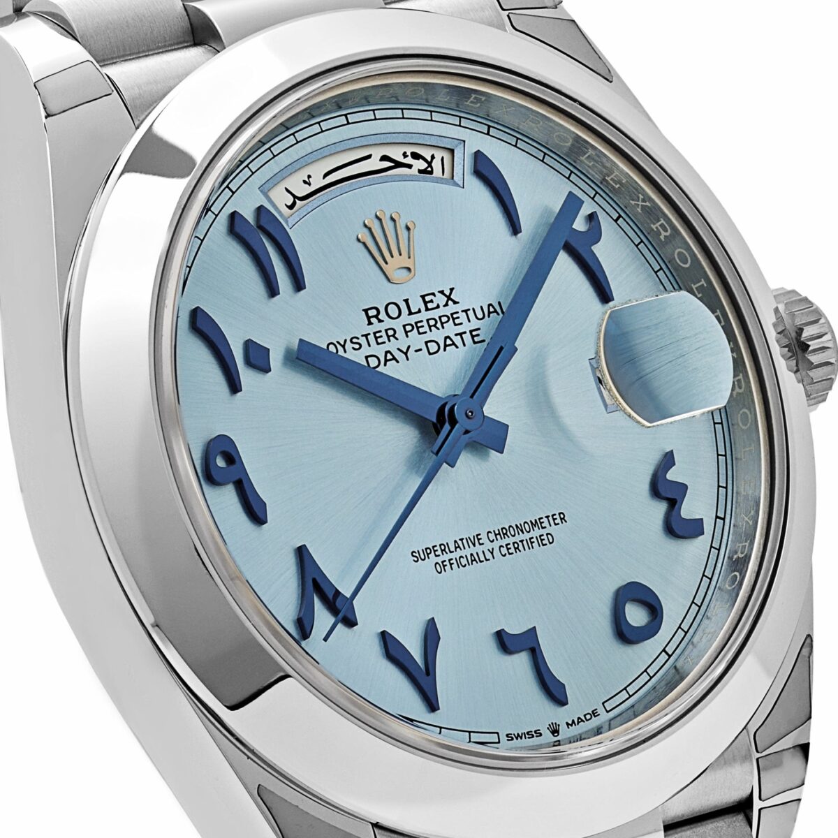 Rolex Day-Date 228206  Platinum Ice Blue Arabic Dial Smooth Dial (2023) - Image 5