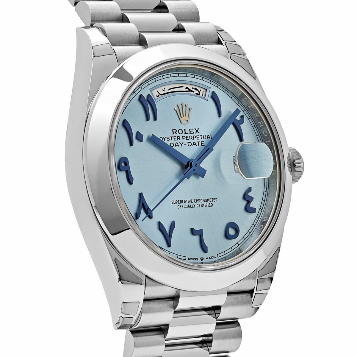 Rolex Day-Date 228206  Platinum Ice Blue Arabic Dial Smooth Dial (2023) - Image 4