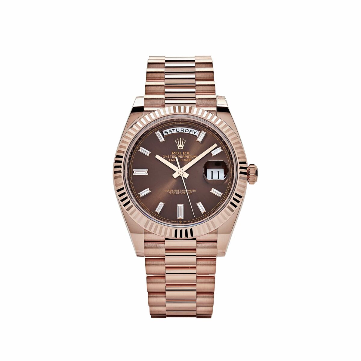 Rolex Day-Date 228235  Rose Gold Chocolate Baguette Diamond Dial (2021)