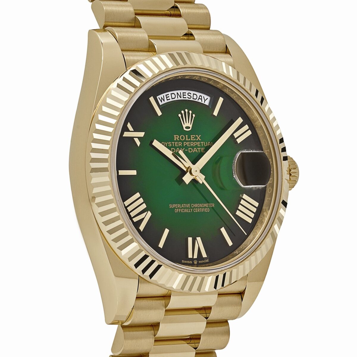 Rolex Day-Date 228238 Yellow Gold Green Ombre Roman Numeral Dial - Image 3