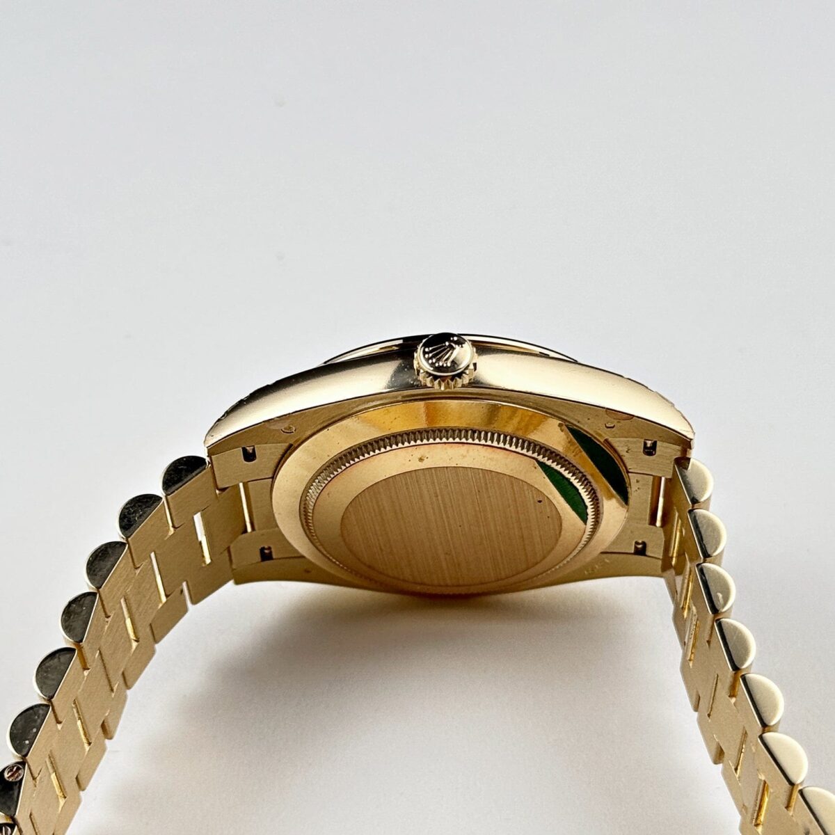 Rolex Day-Date 228348RBR Yellow Gold Green Roman Numeral Dial Diamond Bezel (2024) - Image 6