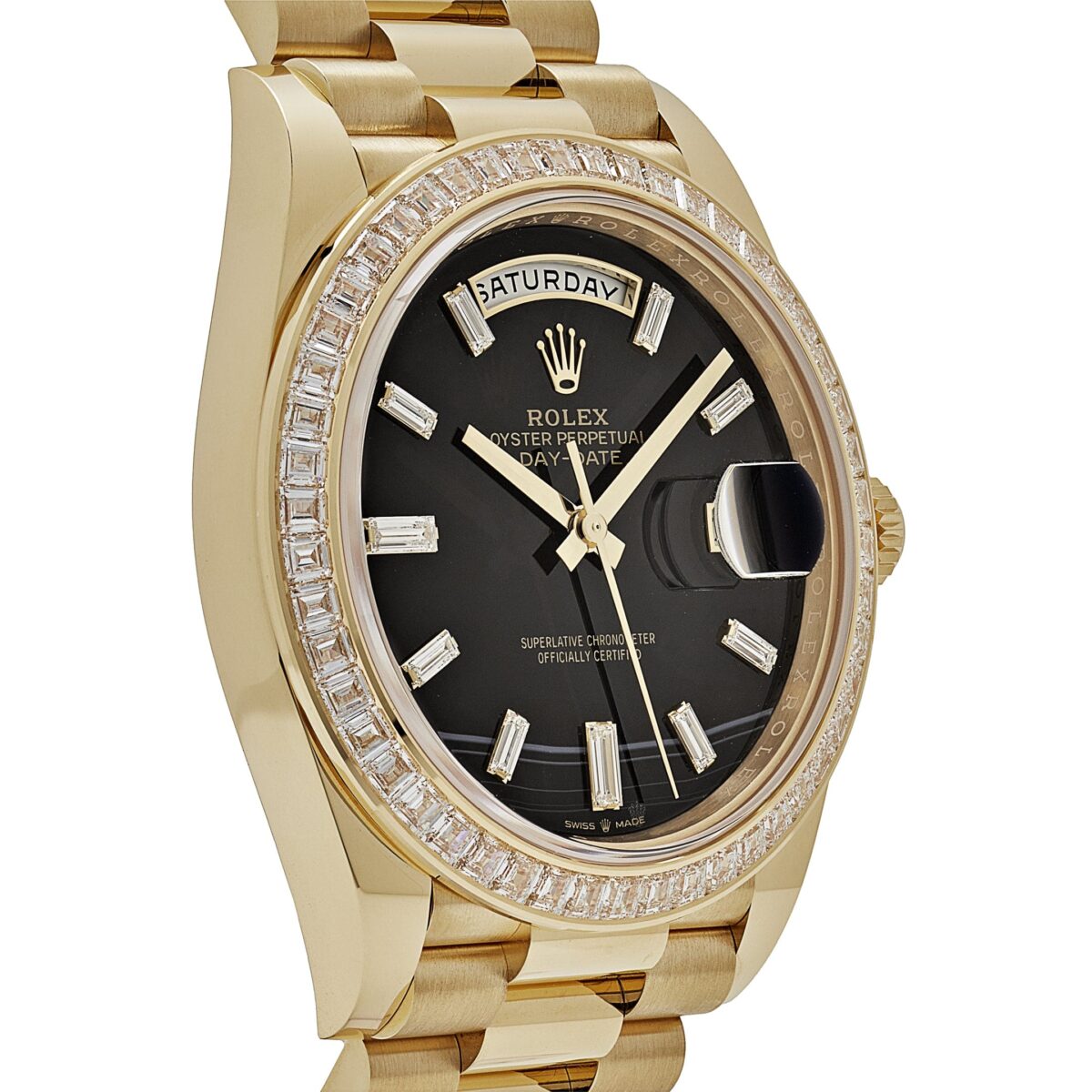 Rolex Day-Date 228398TBR Yellow Gold Onyx Baguette Diamond Dial Baguette Bezel (2023) - Image 4