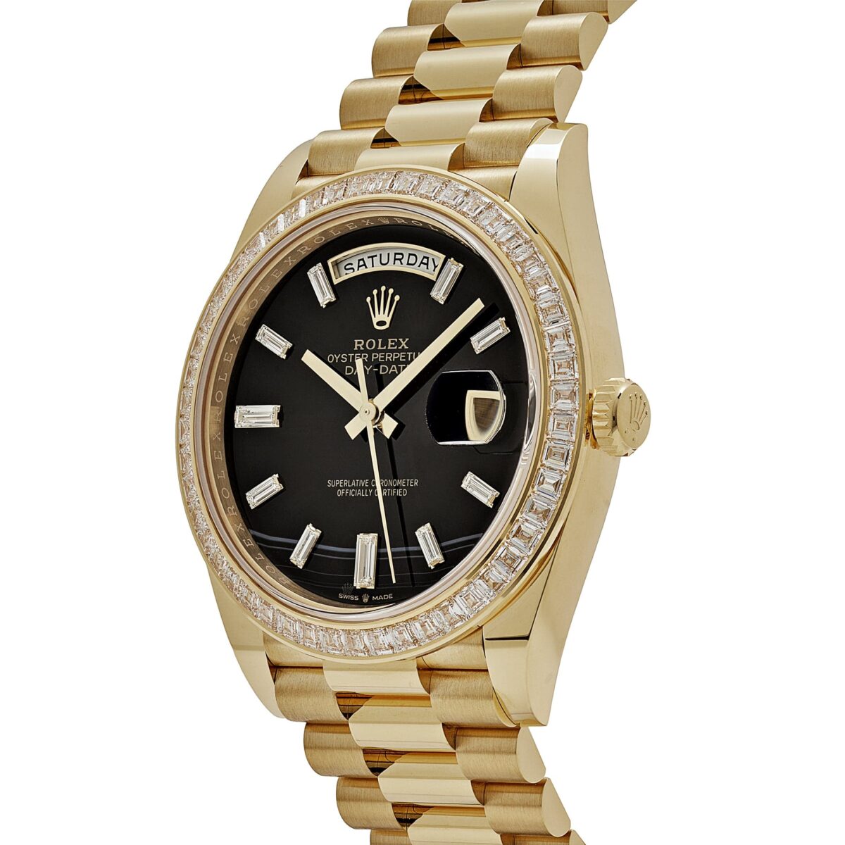 Rolex Day-Date 228398TBR Yellow Gold Onyx Baguette Diamond Dial Baguette Bezel (2023) - Image 3