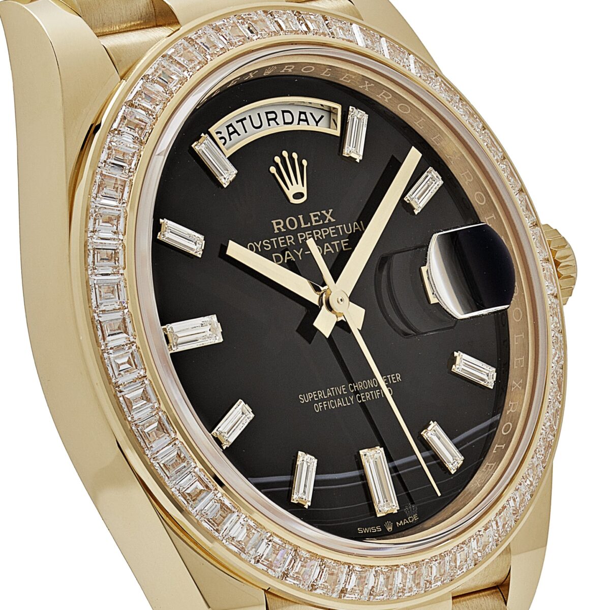 Rolex Day-Date 228398TBR Yellow Gold Onyx Baguette Diamond Dial Baguette Bezel (2023) - Image 5