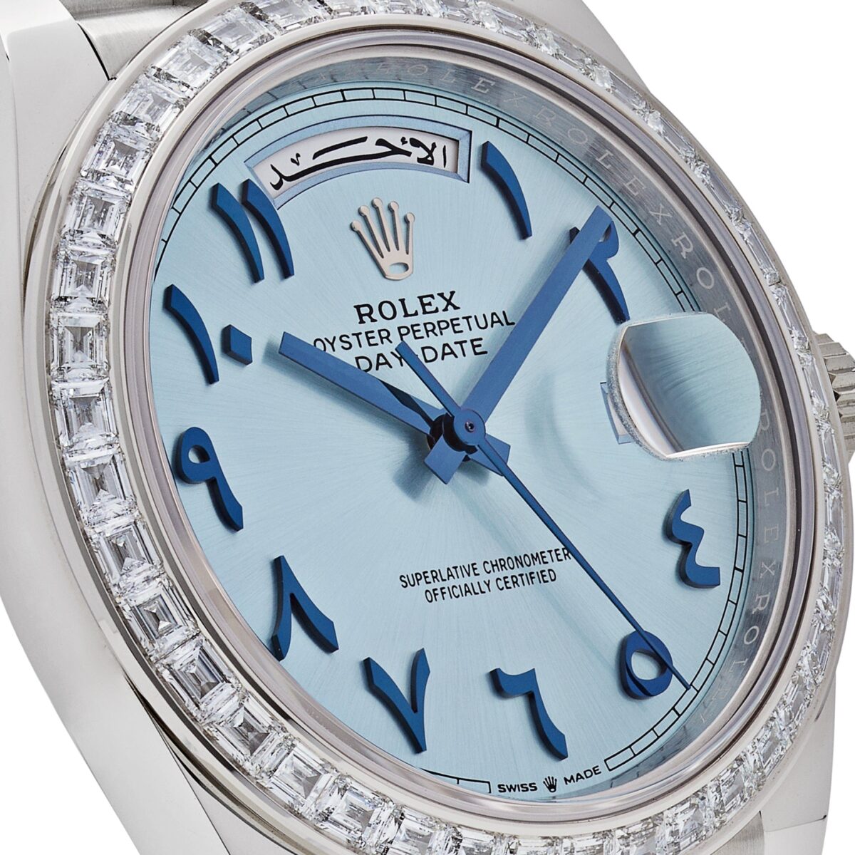 Rolex Day-Date 228396TBR Platinum Ice Blue Arabic Dial Diamond Bezel - Image 5