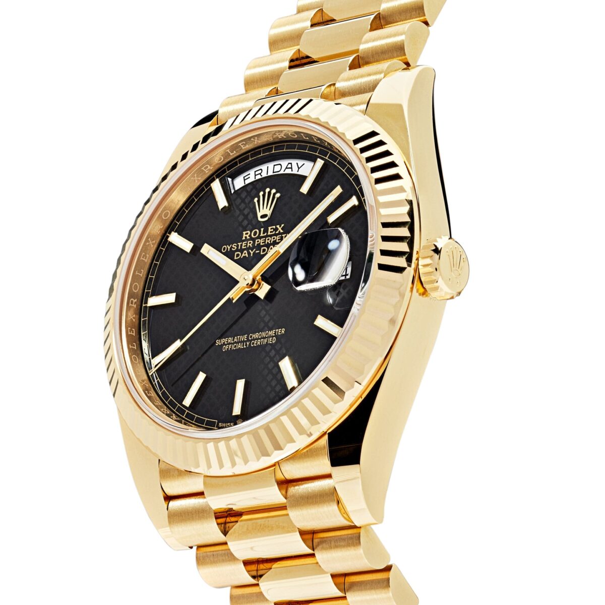 Rolex Day-Date 228238 Yellow Gold Black Diagonal Motif Dial - Image 3