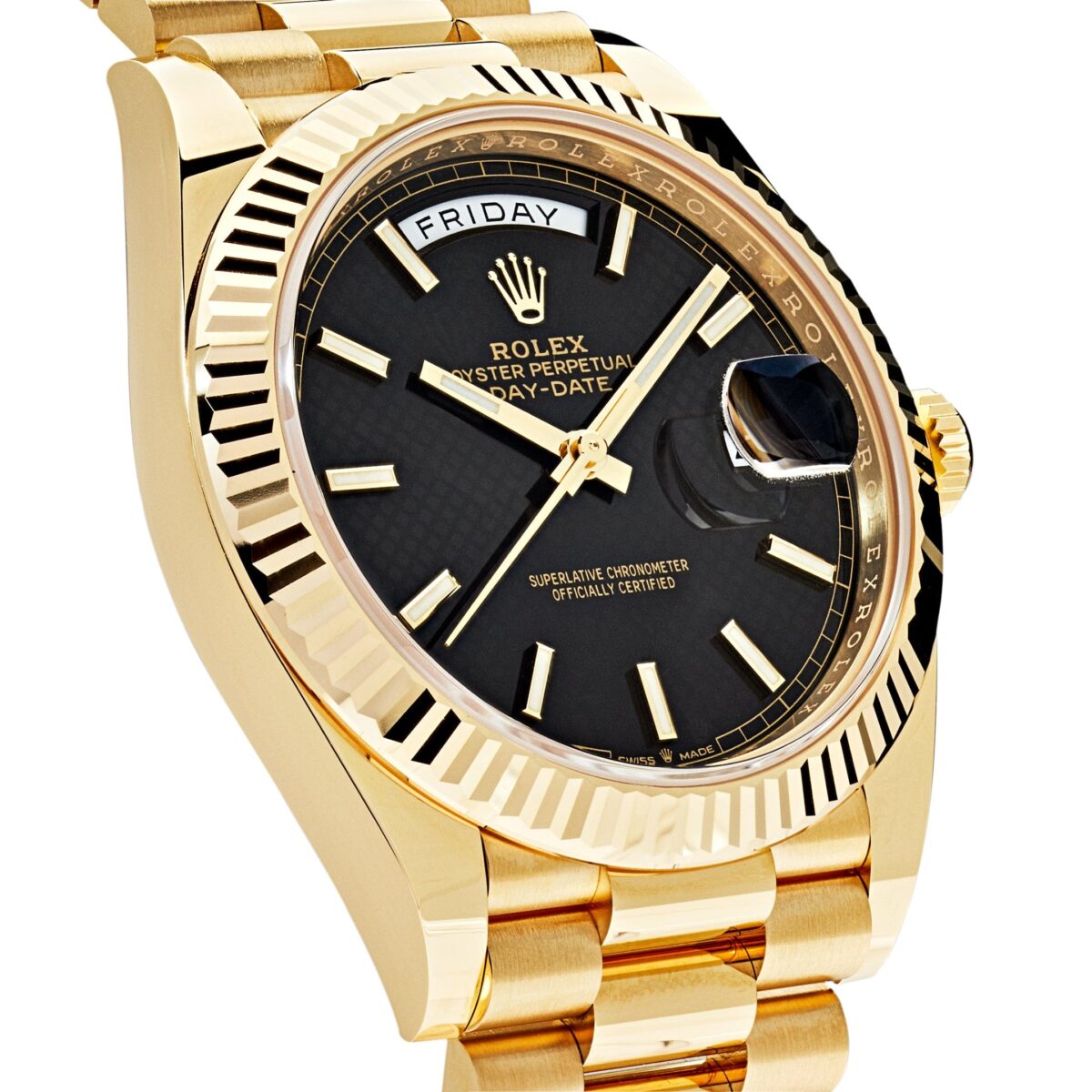 Rolex Day-Date 228238 Yellow Gold Black Diagonal Motif Dial - Image 4