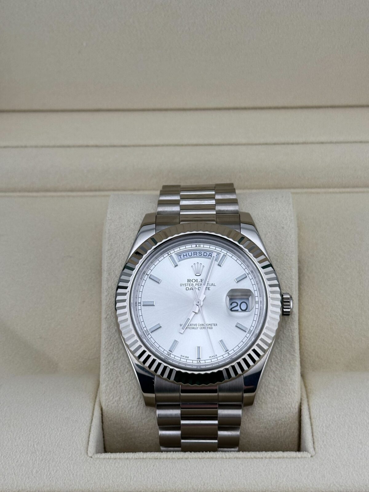 Rolex Day-Date II 218239 White Gold Silver Dial (2022) - Image 2