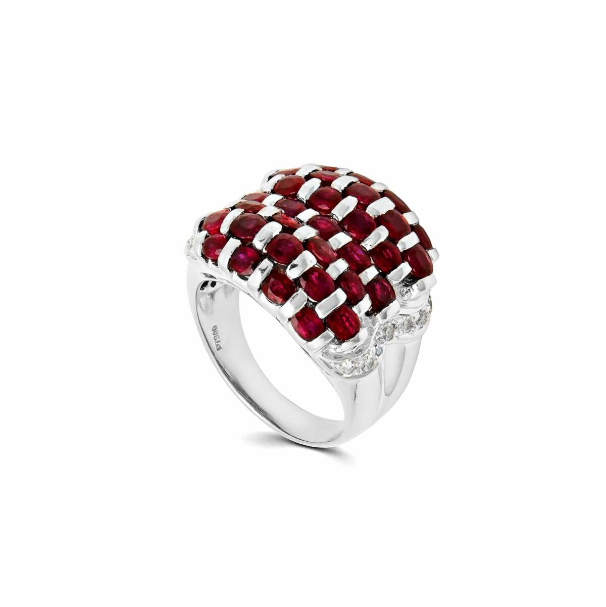 Ruby and Platinum Checkered Ring - Image 3