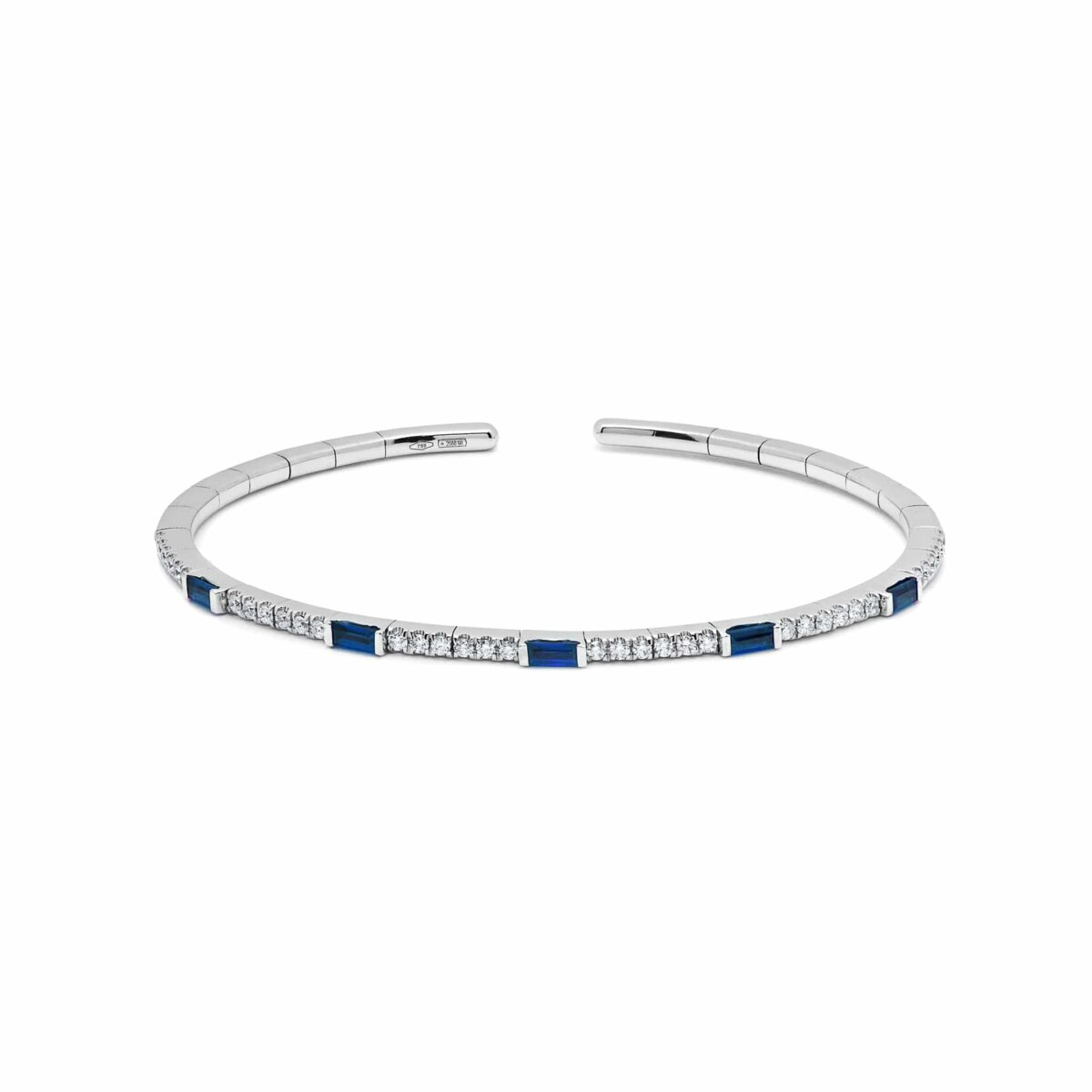 Sapphire and Diamond Flexible Cuff Bracelet