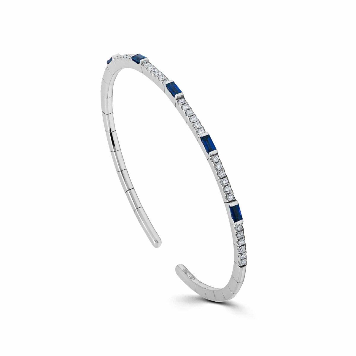 Sapphire and Diamond Flexible Cuff Bracelet - Image 3