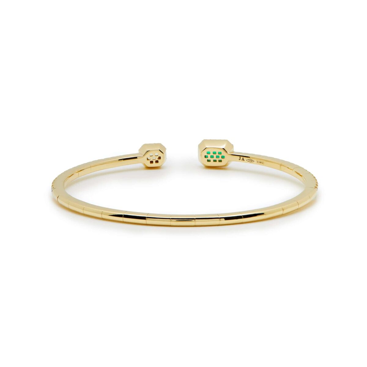 Yellow Diamond and Emerald Flexible Open Bangle - Image 4